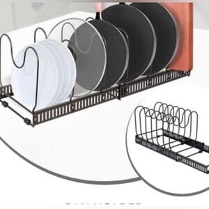 Black pan and lid organizer NIB 7" T x 12" L Adjustable Slots